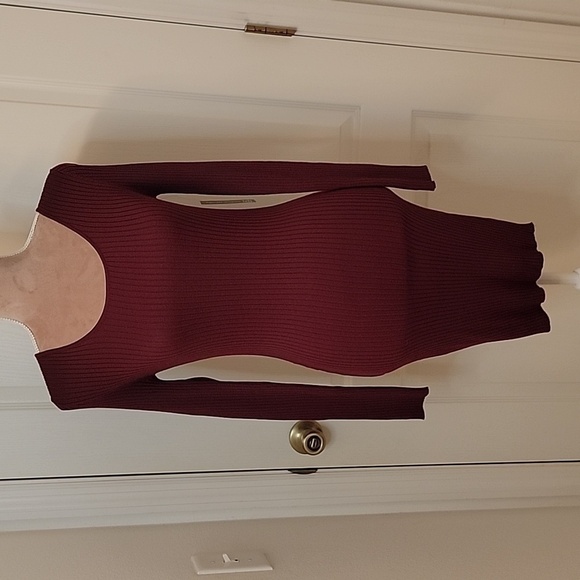 Derek Heart Burgundy/Wine Knit Cage Back Dress, NWT.  Size Jr. M - Picture 1 of 6